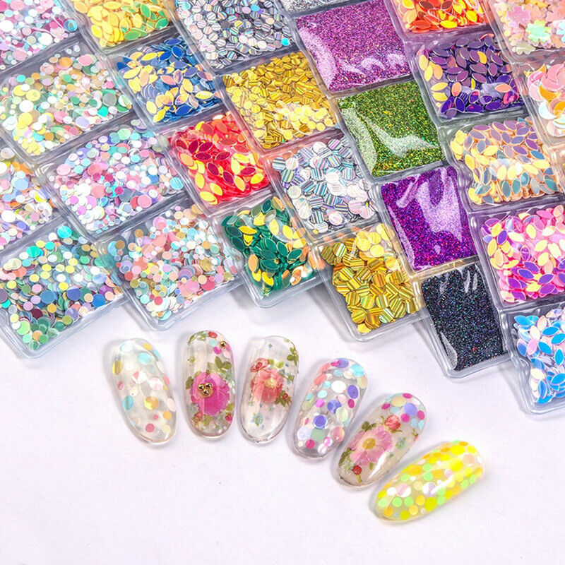 6 grids/bag Nail Art Sequins Colorful Nail Polish Flakes Foils For ManicurSE