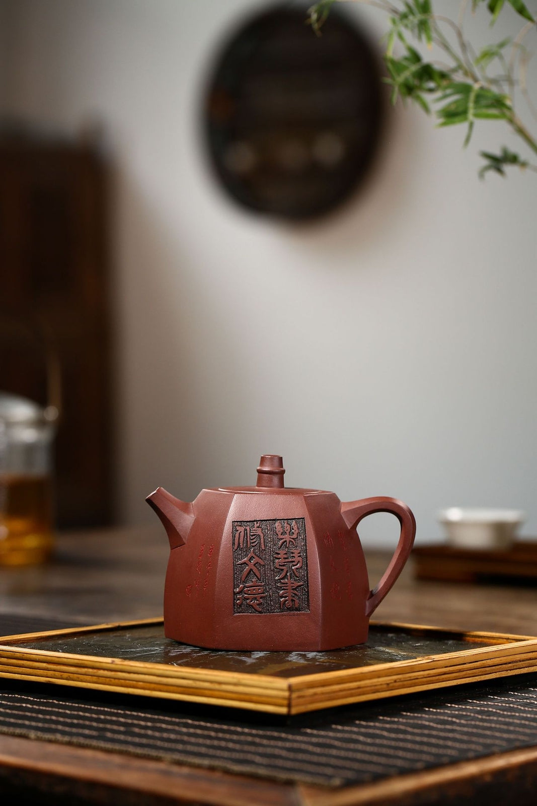 China Yixing Zisha Pottery Purple Clay Handmade 300cc Six Sides Teapot