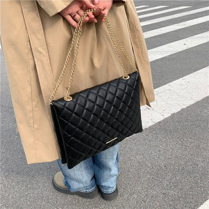 Shoulder Bag Fashion Plaid Leather Crossbody Bags Large Envelope Handbag Purses