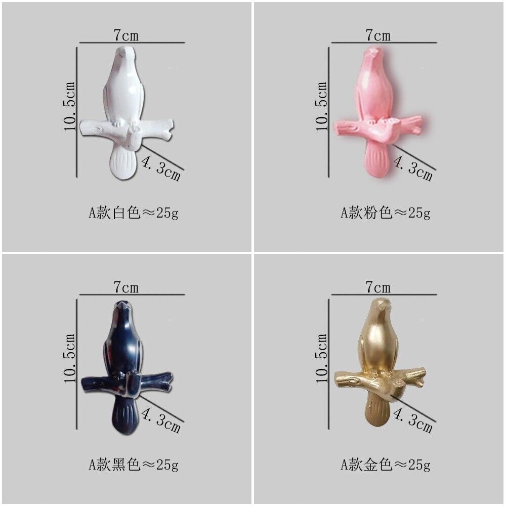 4Pcs/Set Birds Resin Hooks Wall Decor Bedroom Door Seamless Coat Frame Organizer