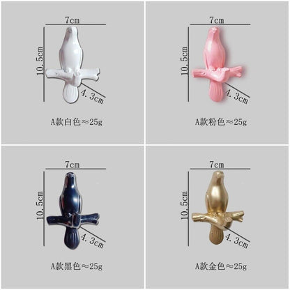 4Pcs/Set Birds Resin Hooks Wall Decor Bedroom Door Seamless Coat Frame Organizer