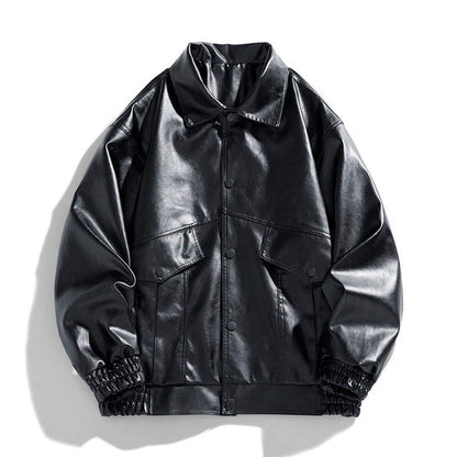 Men's PU Jacket Korean Style Casual Leather Coat