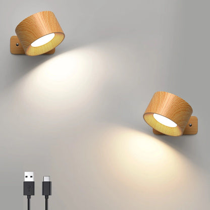 Wall Light LED Sconces 3 Brightness Levels Modes Batter Rotatable Lamps Lighting