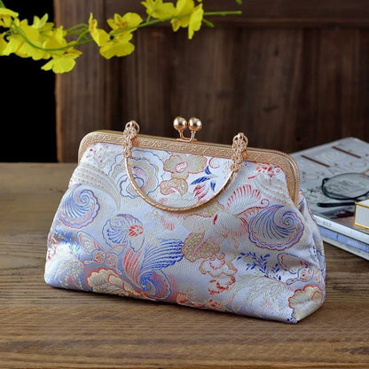 Flowers Style Vintage Kiss Lock Shell Bag Chain Shoulder Crossbody Bag Handbags