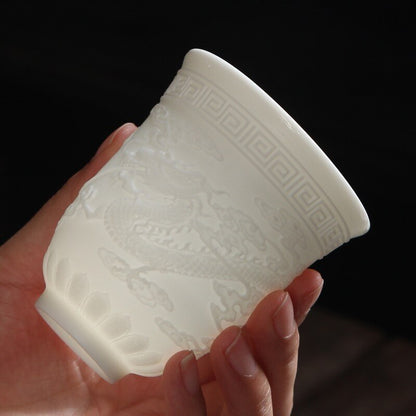 Ceramic Dragon Phoenix Teacup Zen Jade Porcelain Water Mug Creative Tea Cup