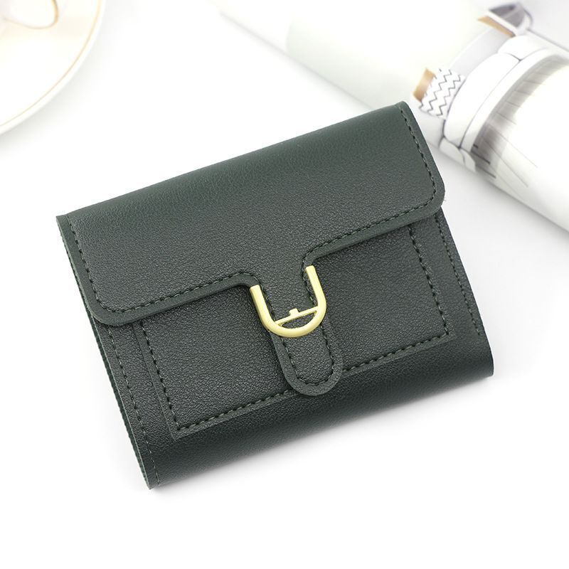 Short Wallet Heart-Shaped Card Bag Simple Square 3fold Coin Purse 9.5*11.5*1.5CM