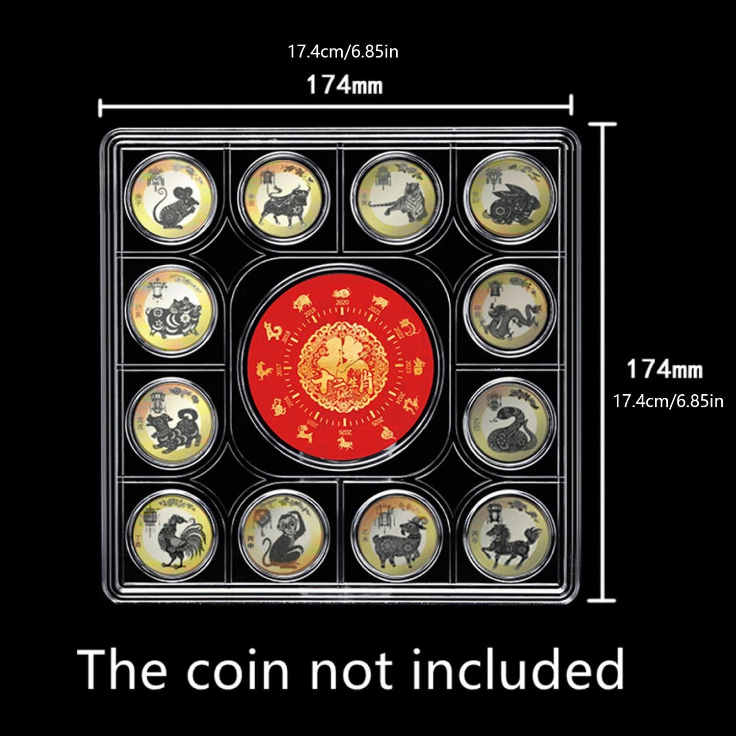 12 Coins Storage Box 27MM Commemorative Coin Display Holder Collection Case Box