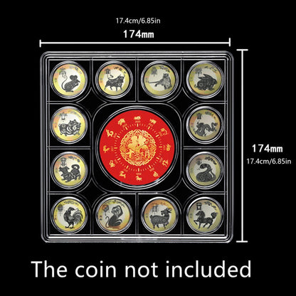 12 Coins Storage Box 27MM Commemorative Coin Display Holder Collection Case Box