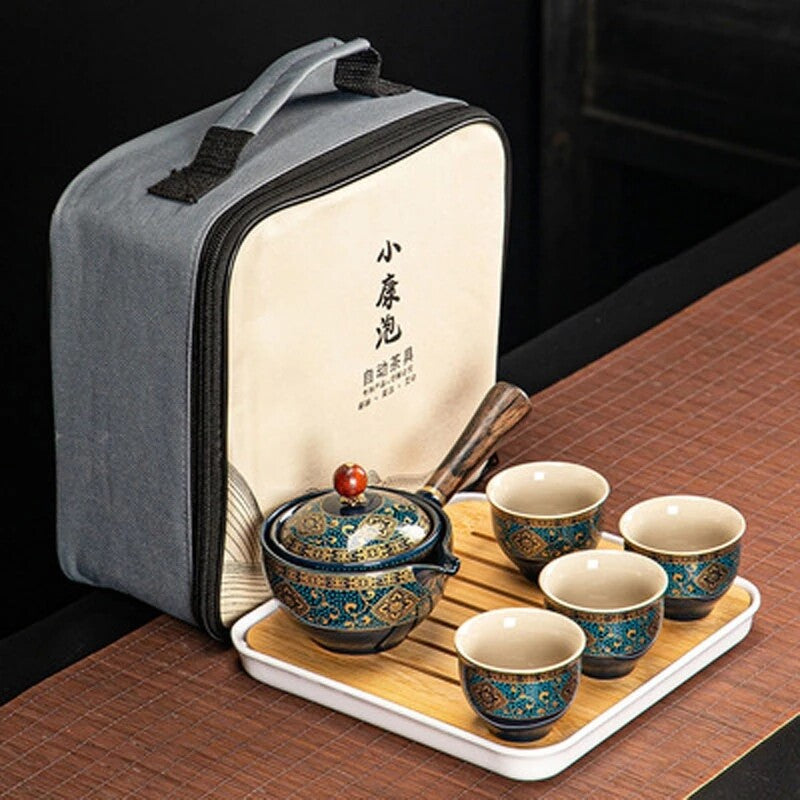 Automatic Spinning Travel Kettles Portable Lazy Kung Fu Tea Set Teapot Teaware