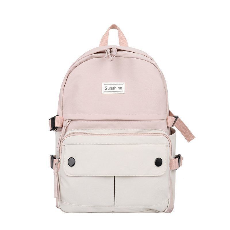 Stitching Contrast Backpack Fashion Cute Student Canvas School Bags Travelling