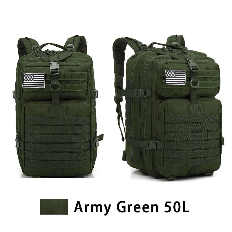 Men'sTactical Backpack 50L Army Military Outdoor Hiking Camping Hunting Bag