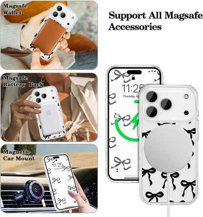 Magnetic for Iphone 17 Pro Max Case, Bow Case Compatible with Magsafe, Wireless