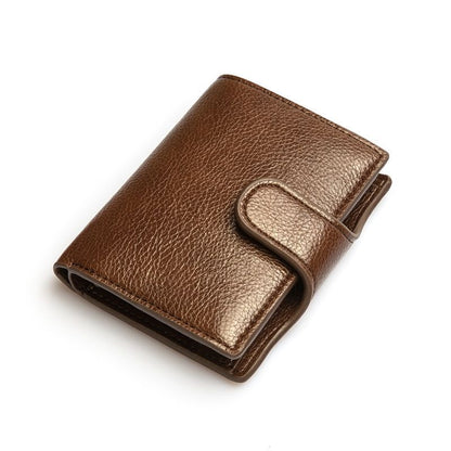 Wallet Purse Anti-theft Card Holder Metal Case Vintage Money Bags Leather Hasp