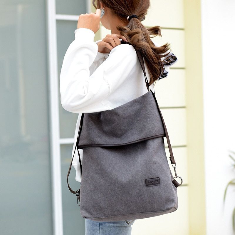 Canvas Backpack Fashion Shoulder Bag Traveling School Purse Rucksacks Blue Khaki
