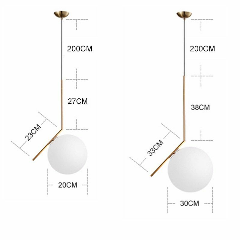 Pendant Lights Modern Glass Ball Home Dining Room Living Bedroom Hang Lamp Iron