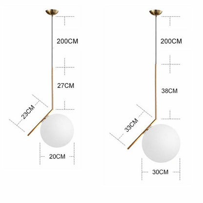 Pendant Lights Modern Glass Ball Home Dining Room Living Bedroom Hang Lamp Iron