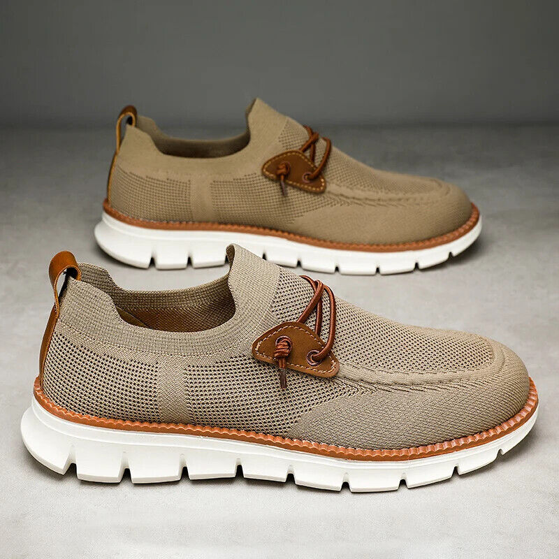 Men Casual Mesh Shoes Loafers Summer Breathable Light Weight Big Foot