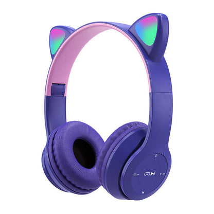 Bluetooth 5.0 Wireless Cat Rabbit Ear Headsets LED Headphones For Kids Girls Boy