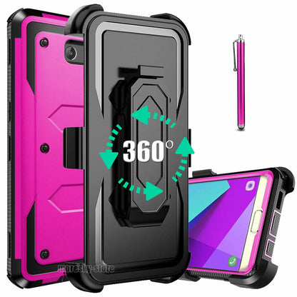 For Samsung J7 2017 J7 Sky Pro Prime Case, w/ Belt Clip Stand Rugged Phone Cover