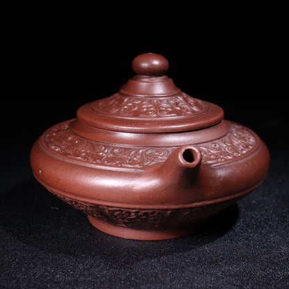 Chinese Yixing Zisha Clay Handmade Exquisite Teapot（虚扁 底款：杨凤年）