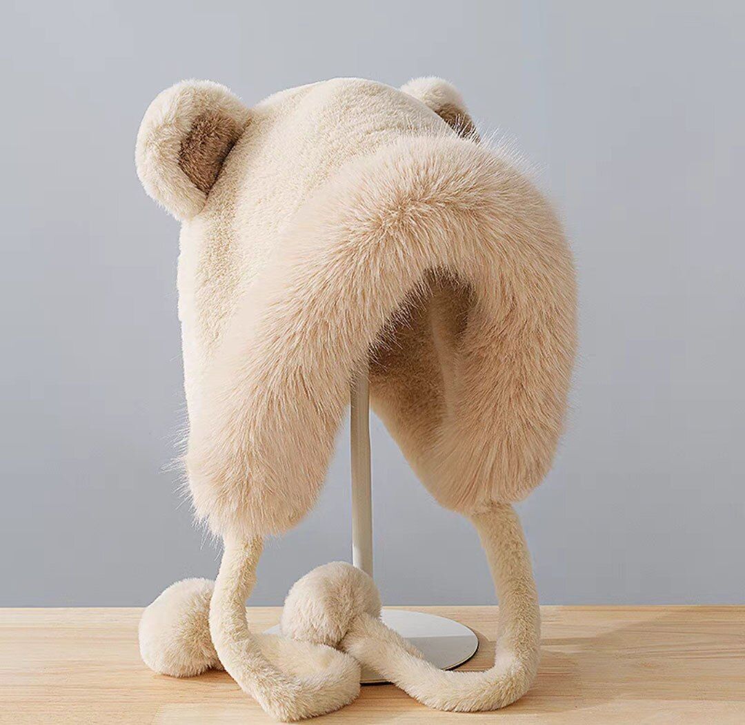 Women Scarves Winter Warm Thickened Pullover Caps Imitation Rabbit Fur Plush Hat