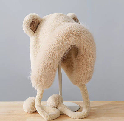 Women Scarves Winter Warm Thickened Pullover Caps Imitation Rabbit Fur Plush Hat