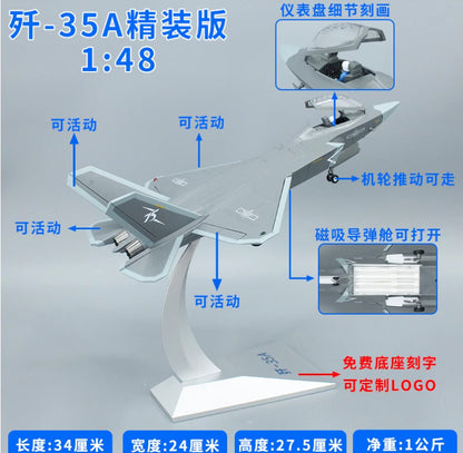 1:48 34CM J-35A Shipborne Fighter Jets Diecast Military Aircraft Airplane Model