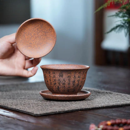 250ml Tradition Yixing Purple Clay Handpainted Gaiwan Tea Tureen Kungfu Teaware