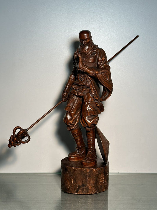 Vintage Chinese Boxwood Carving Figure Statue Wooden Sculptures Home Decorations