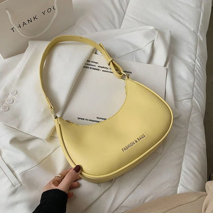 Half-moon Small Underarm Bags Clutch Synthetic Leather Handbags Shoulder Purses