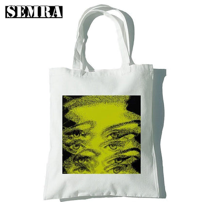 Punk Vintage Large Cartoon Canvas Bag Gothic Shopper Bag Shoulder Bag Pocket 1PC