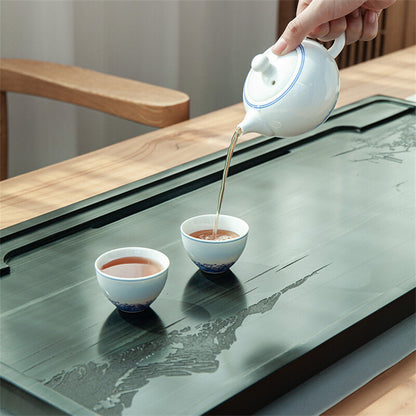 Natural Stone Tea Tray Heavy Black Stone Tea Table Stone Carving Art For Tea Set