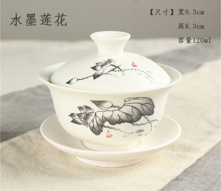Chinese porcelain/zisha gaiwan covered teacup lid saucer ceramic handpainted cup