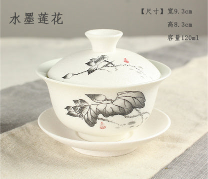 Chinese porcelain/zisha gaiwan covered teacup lid saucer ceramic handpainted cup