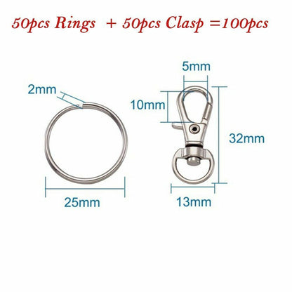100Pcs/Lot Alloy Swivel Lanyard Snap Hooks Claw Clasps DIY Jewelry Making Supply