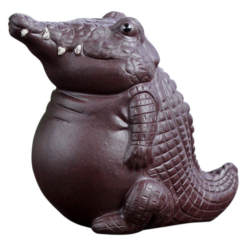Handmade Artwork Yixing Zisha Purple Clay Tea Pet Alligator Table Decoration New