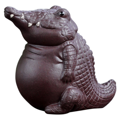Handmade Artwork Yixing Zisha Purple Clay Tea Pet Alligator Table Decoration New