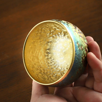 Colorful Kiln Change Ceramic Teacup Gilded Master Cup Kung Fu Tea Cup