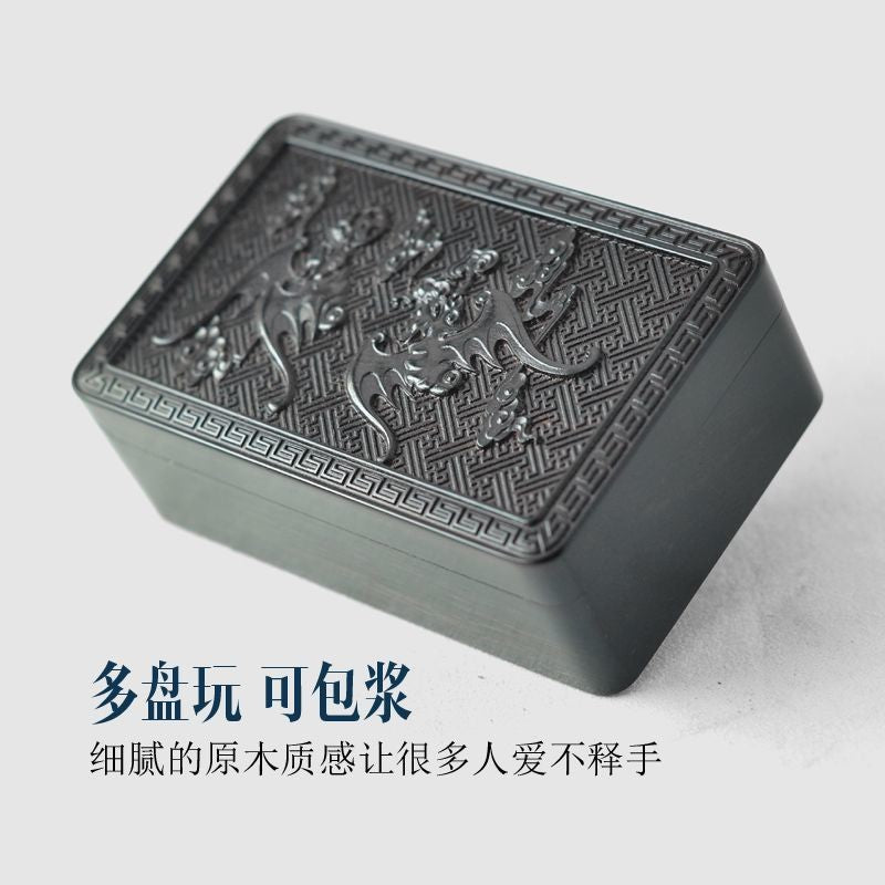 Ebony Wood Cigarette Case 103x65mm Carved Flip Top 20pcs King Size Holder