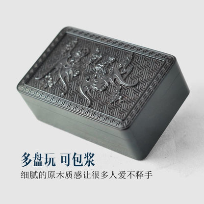Ebony Wood Cigarette Case 103x65mm Carved Flip Top 20pcs King Size Holder