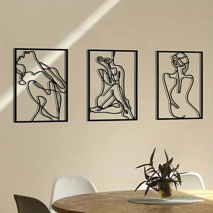 3pcs, Metal Wall Sculptures, Minimalist Abstract Woman Wall Art Line Wall Art