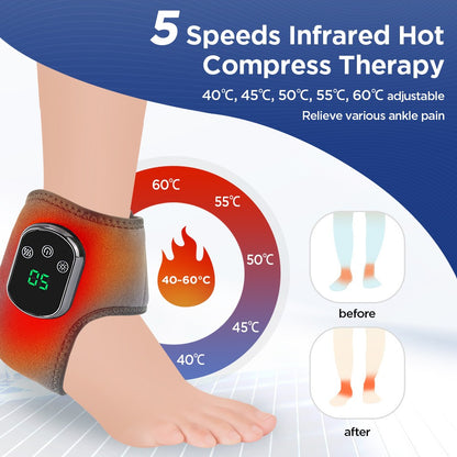Electric Foot Ankle Vibration Massager Pain Relief infrared Hot Compress Therapy