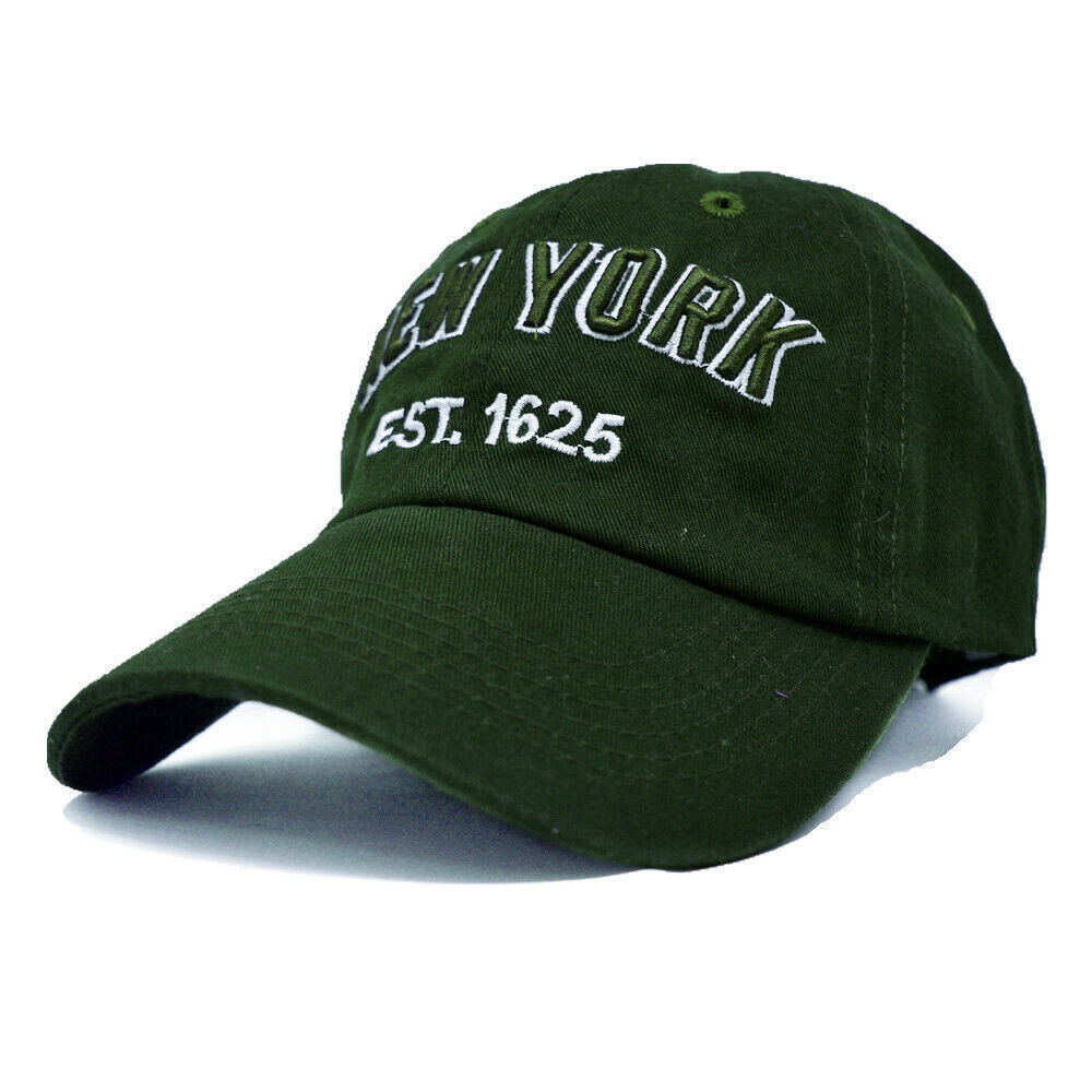 Mens Womens Washed Cotton Vintage NY Est.1625 Baseball Dad Cap Adjustable Hat