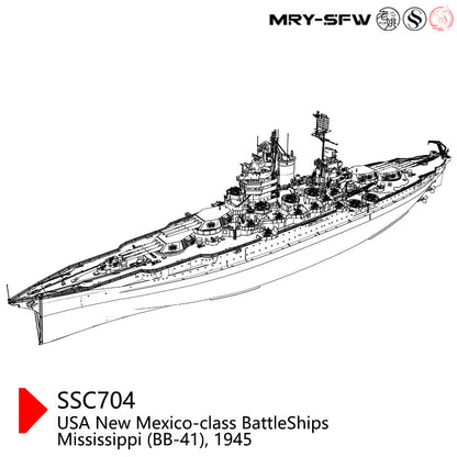 1/350 Model USS New Mexico Class Mississippi (BB-41) 1945 Battleship Full Hull
