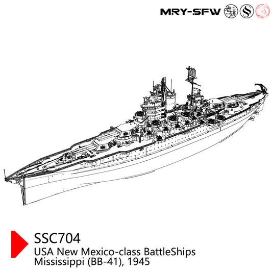 1/350 Model USS New Mexico Class Mississippi (BB-41) 1945 Battleship Full Hull