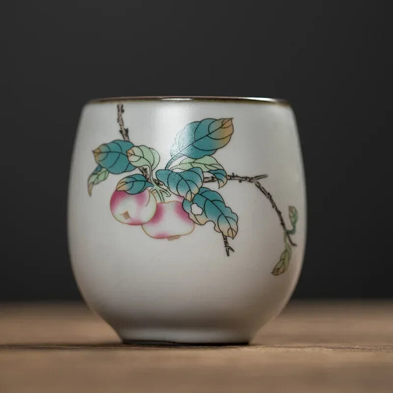 1pc China Ceramic Tea Cup White Porcelain Pottery Teacup