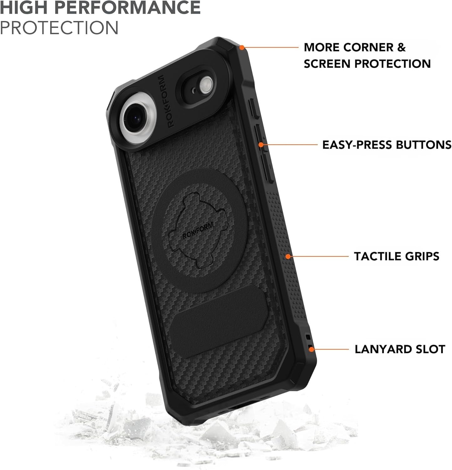 Rugged Case Compatible with Iphone 17 Air, Magnetic Cover (Black)