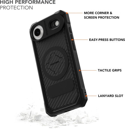 Rugged Case Compatible with Iphone 17 Air, Magnetic Cover (Black)