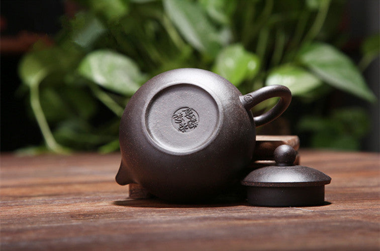 6.8oz Handmade Tea Pot Yixing Zisha Clay Master Xishi Pot Basket Infuser Holes