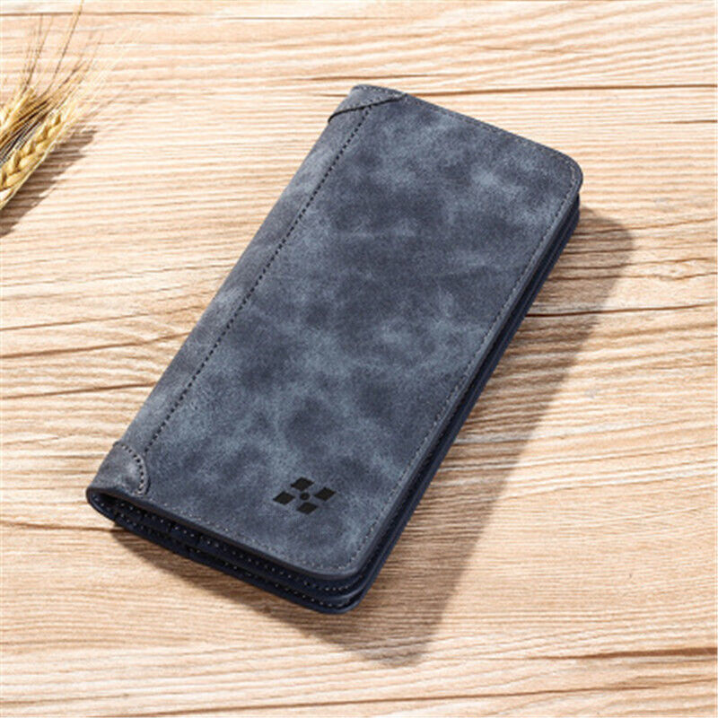 PU Leather Men's Leather Wallet Clutch Purse Male Clamps Cash Clip Billfold Bag